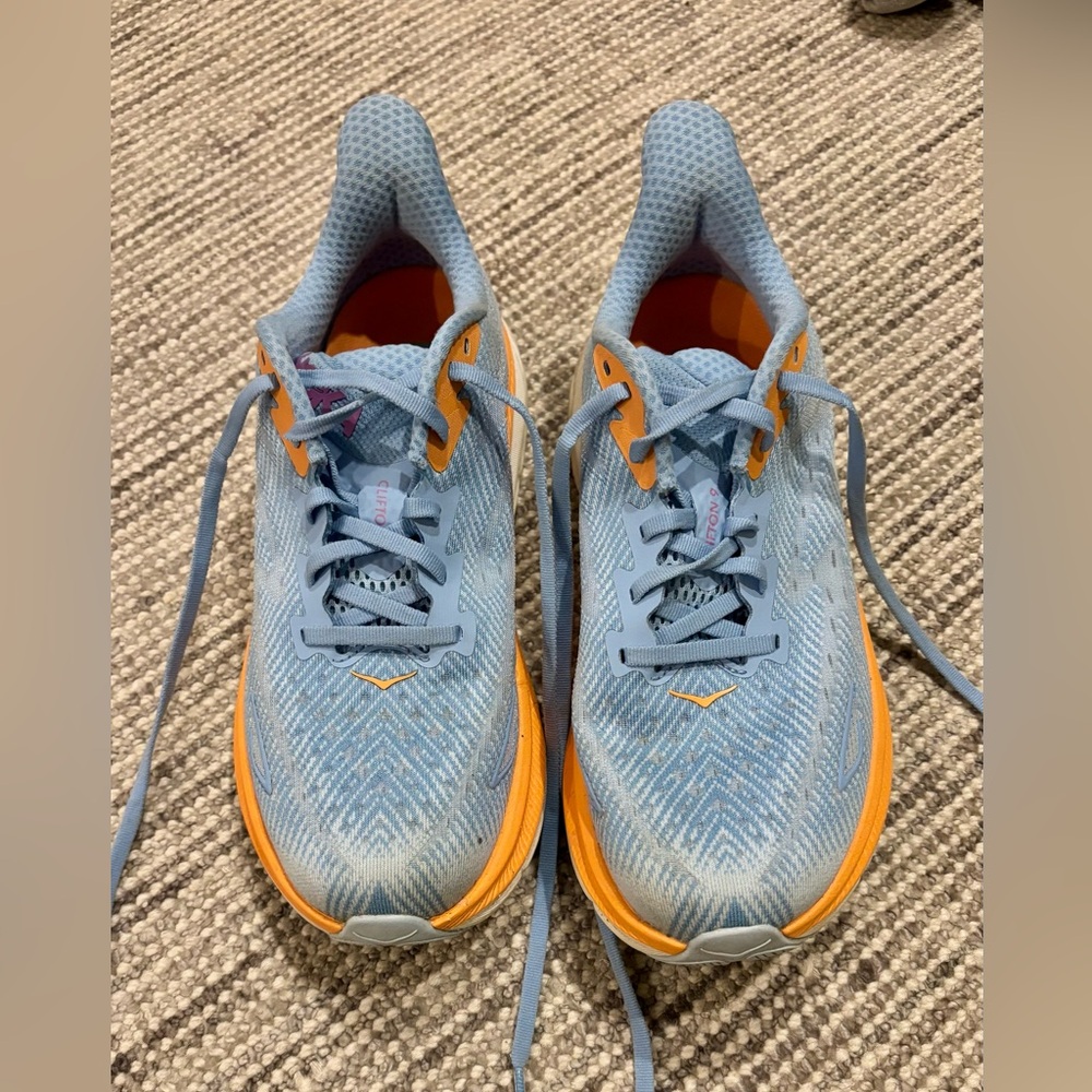 Hoka Women's Light Blue and Orange Athletic Shoes - Picture 2 of 4